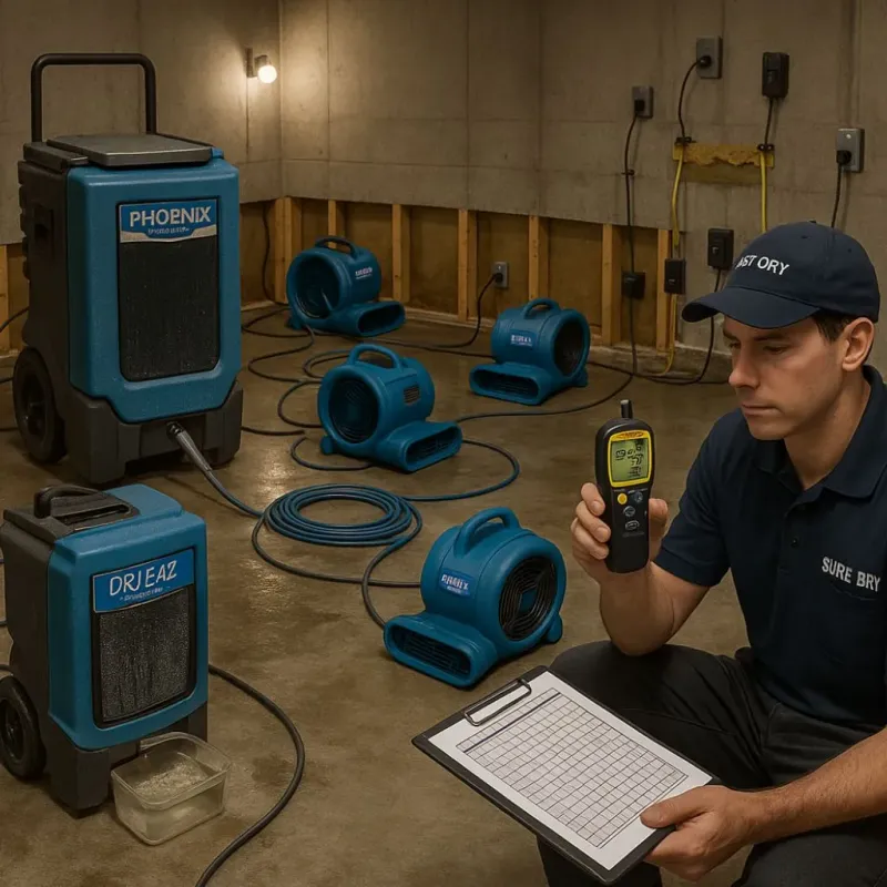 Structural Drying and Dehumidification process in Horseshoe Bay, TX